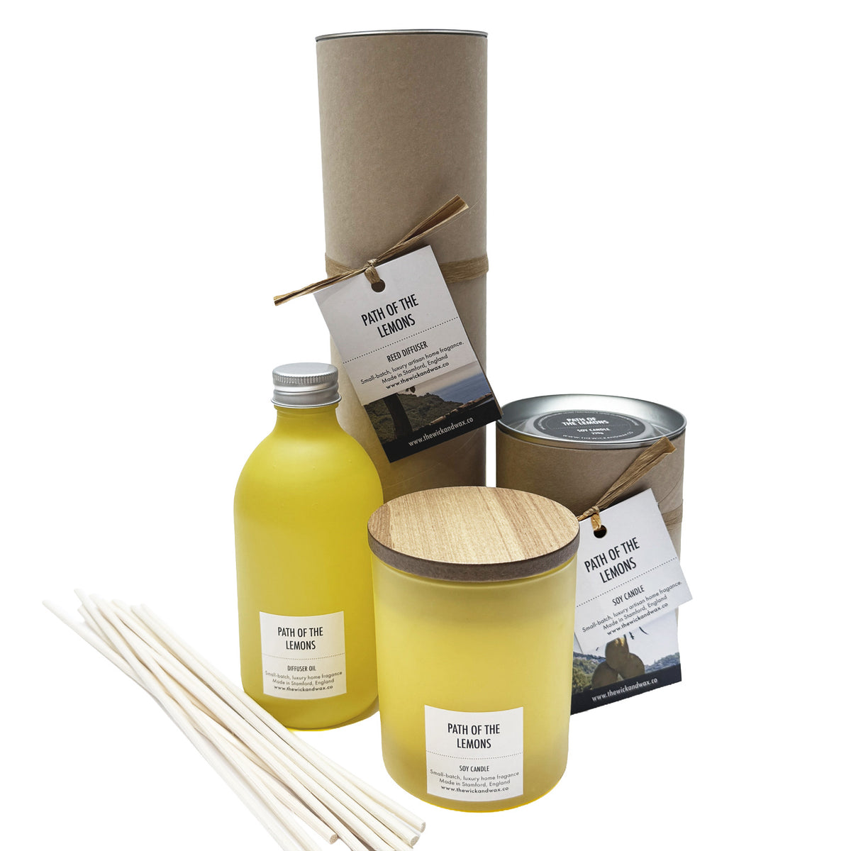 Path Of The Lemons candle and reed diffuser gift bundle UK – The Wick & Wax Co.