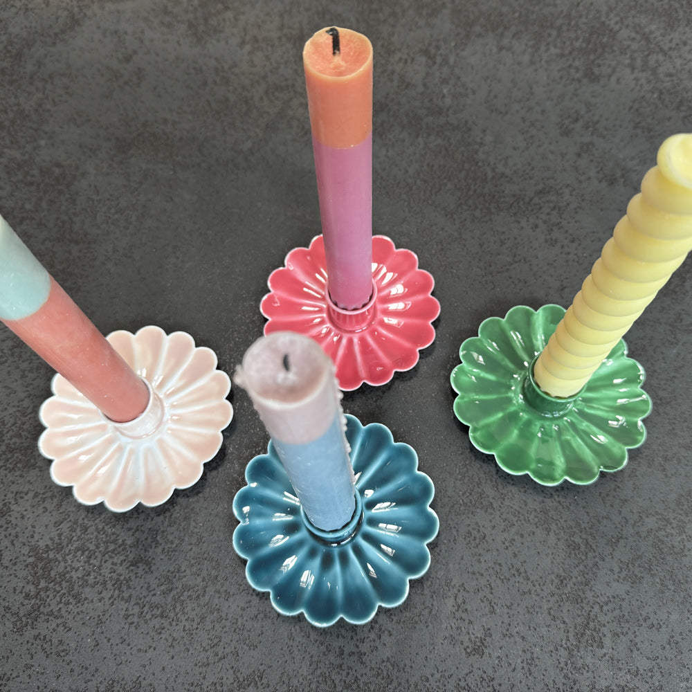 Flat Flower Candle Holder - (Enamel/Cast Metal)